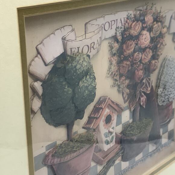 Gloria Eriksen Floral Topiary Art Dimensional Framed 3D Vintage 1997 - Picture 4 of 15